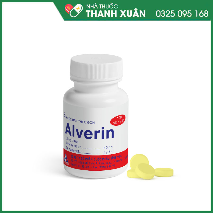 Alverin 40mg thuốc giảm đau do co thắt cơ trơn ở đường tiêu hóa như hội chứng ruột kích thích, bệnh đau túi thừa đại tràng